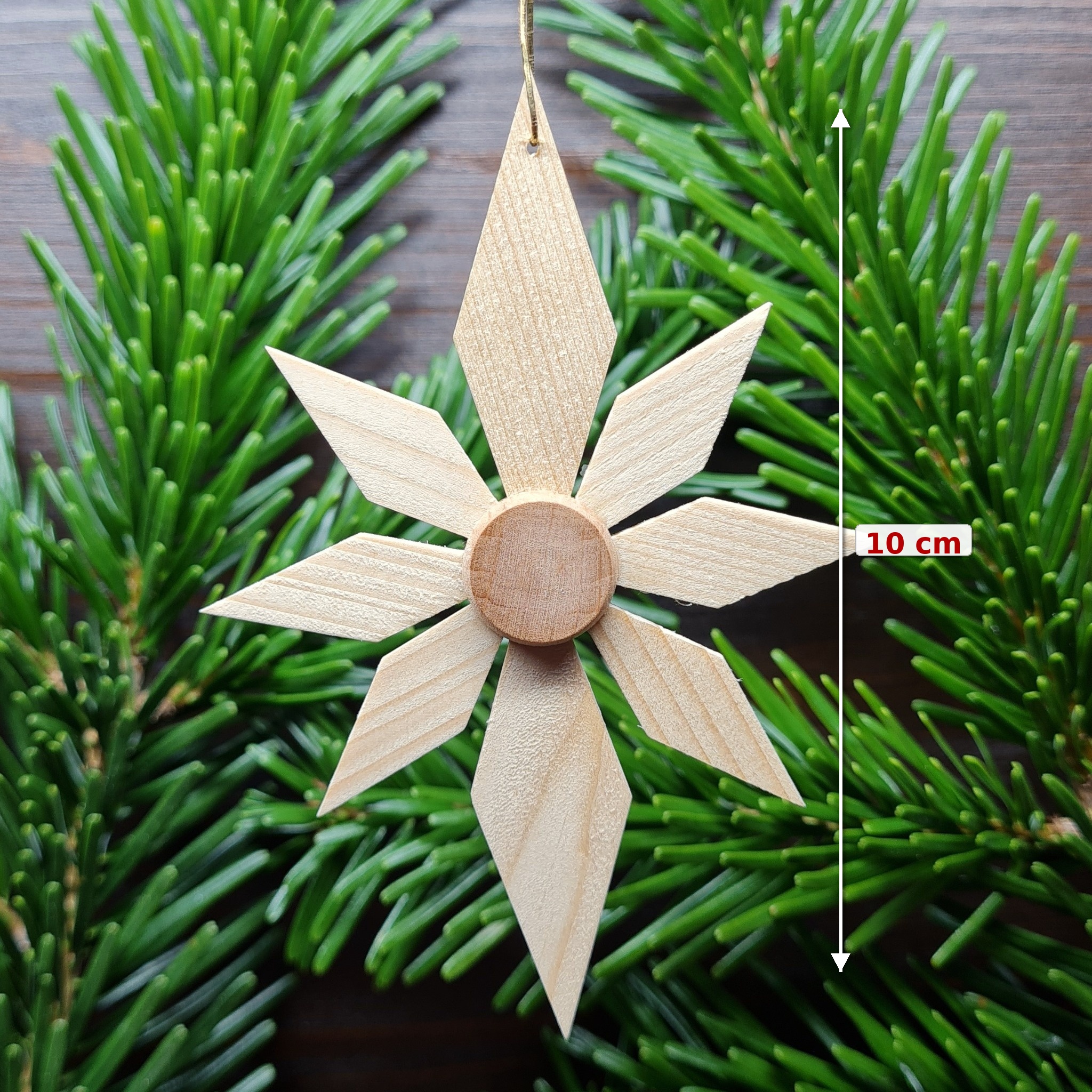 Holzstern Ø 10 cm handgefertigt – Christbaumschmuck Weihnachtsdeko Erzgebirge – Bild 2