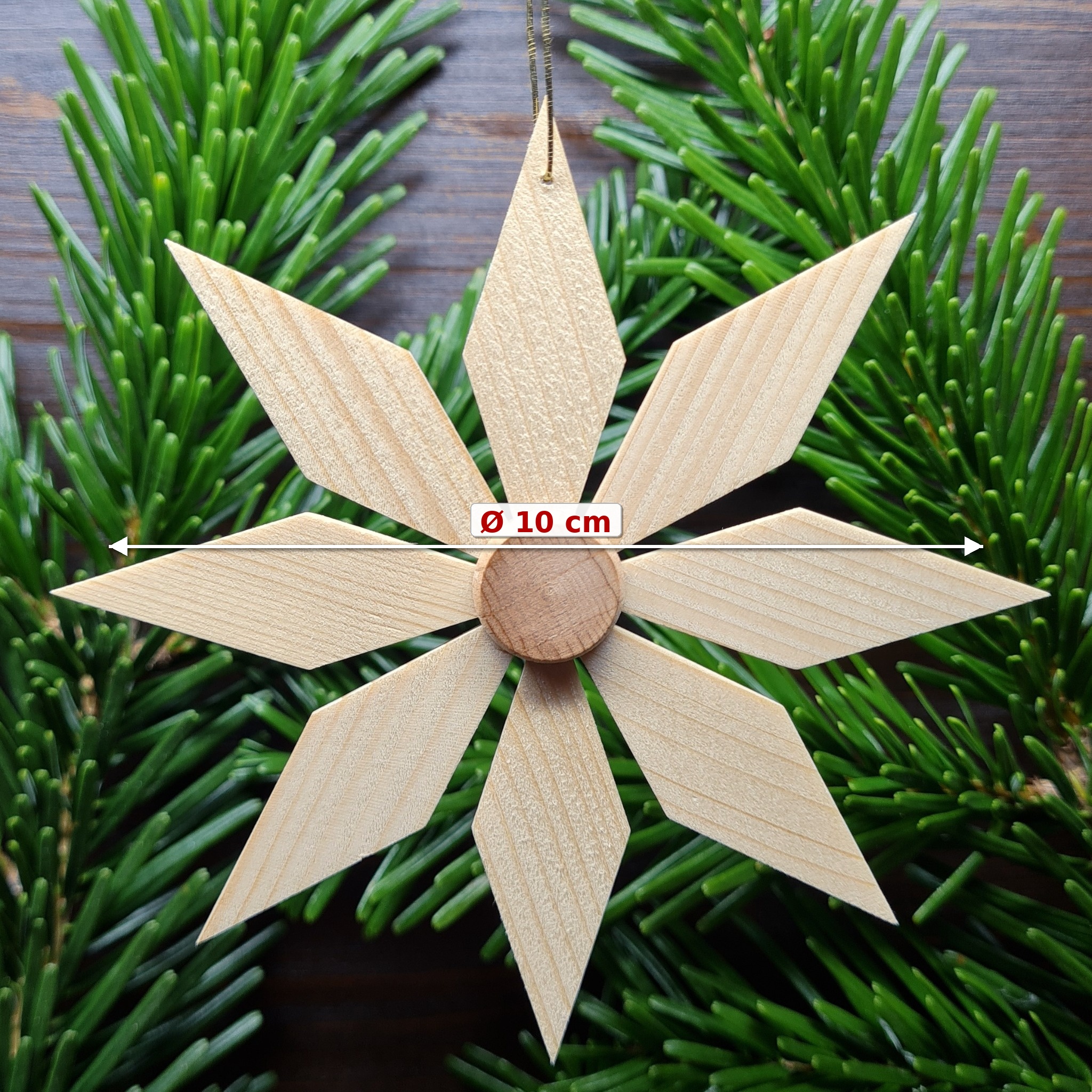 Holzstern Ø 10 cm aus Holz handgefertigt – Christbaumschmuck Weihnachtsdeko Erzgebirge – Bild 2