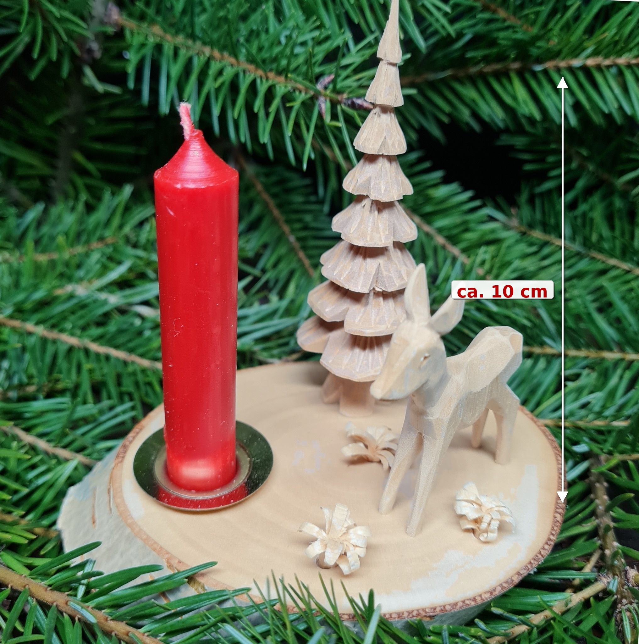 Kerzenhalter stehendes Reh und Bäumchen – Holzdeko Weihnachten Erzgebirge – Bild 2