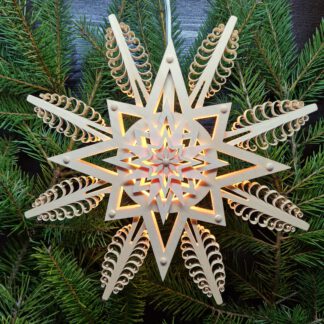 Fensterstern natur 27 cm LED aus Holz
