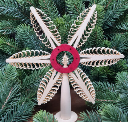 Christbaumspitze Ø20cm aus Holz - rot - Weihnachten