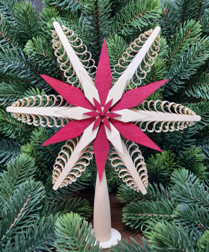 Christbaumspitze Ø20cm aus Holz - rot - Weihnachten