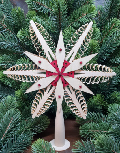 Christbaumspitze Ø20cm aus Holz - rot - Weihnachten