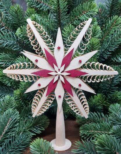 Christbaumspitze Ø20cm aus Holz - rot - Weihnachten