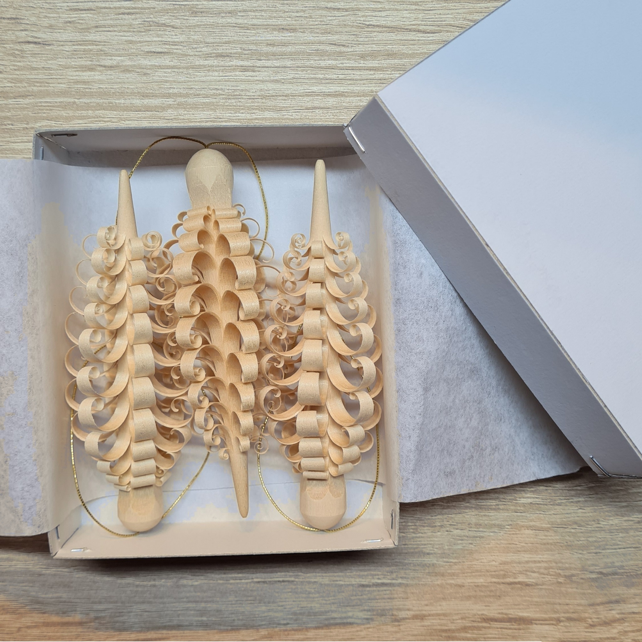 Spanzapfen 3er Set 10 cm aus Holz handgefertigt – Baumbehang Christbaumschmuck Erzgebirge – Bild 3