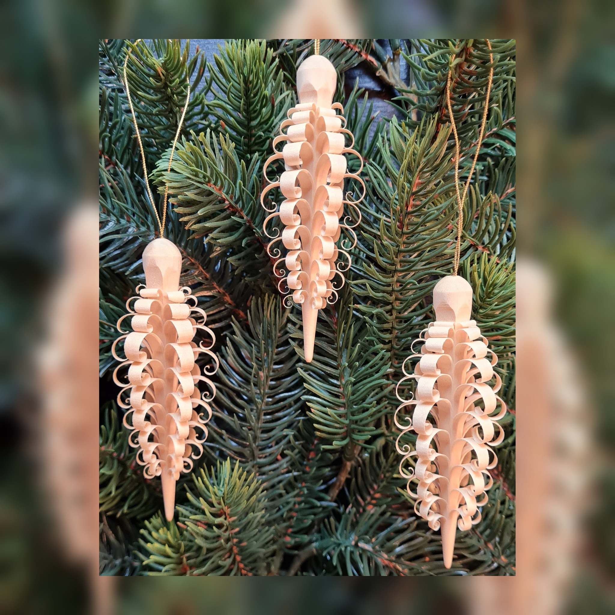 Spanzapfen 3er Set 10 cm aus Holz handgefertigt